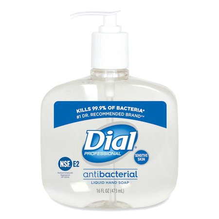 DIAL PROFESSIONAL Antibacterial Liquid Hand Soap for Sensitive Skin, Floral, 16 oz Pump, 12PK DIA 80784